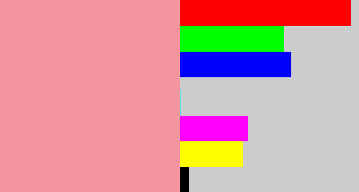 Hex color #f2959e - pig pink