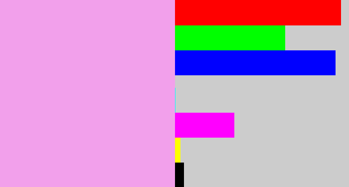 Hex color #f2a0eb - powder pink