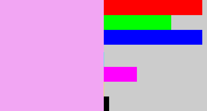 Hex color #f2a6f3 - light lavendar