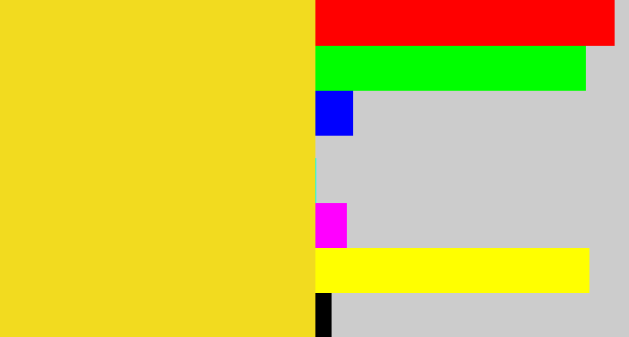 Hex color #f2db1f - sun yellow