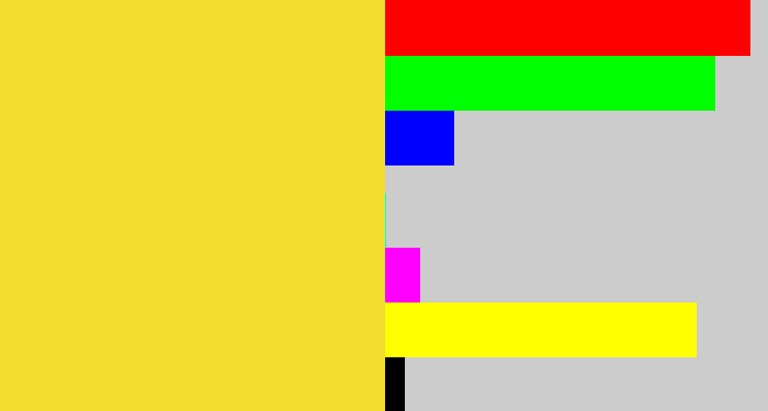 Hex color #f2dc2e - sun yellow