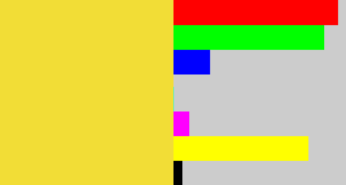 Hex color #f2dd36 - off yellow