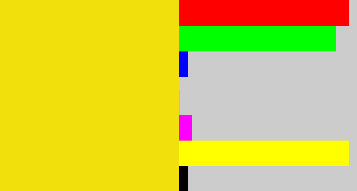 Hex color #f2e00c - dandelion