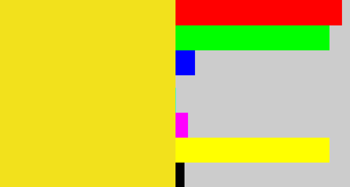 Hex color #f2e11c - sun yellow