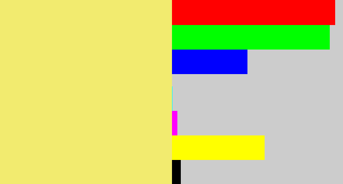 Hex color #f2eb6f - sandy yellow