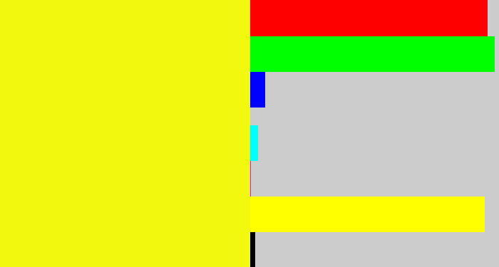 Hex color #f2f90f - yellow