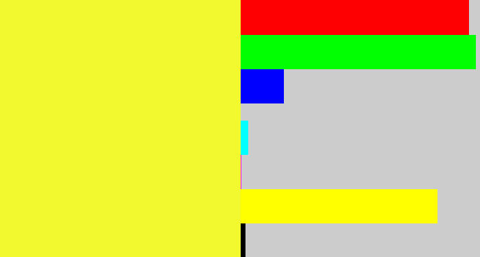 Hex color #f2f92e - lemon yellow