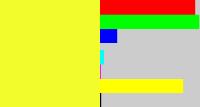 Hex color #f2fc2c - lemon yellow