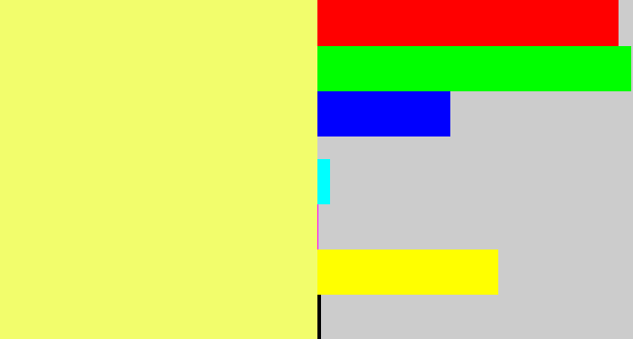 Hex color #f2fd6c - pastel yellow