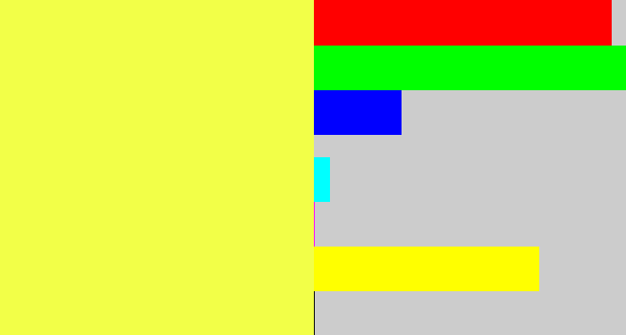 Hex color #f2ff48 - banana yellow