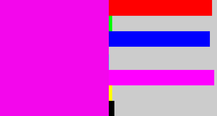 Hex color #f307ec - bright magenta