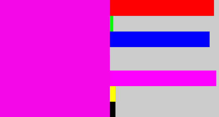 Hex color #f308e8 - bright magenta