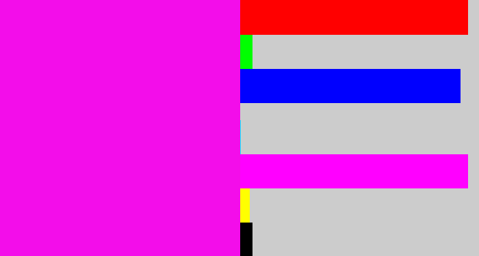 Hex color #f30dea - bright magenta