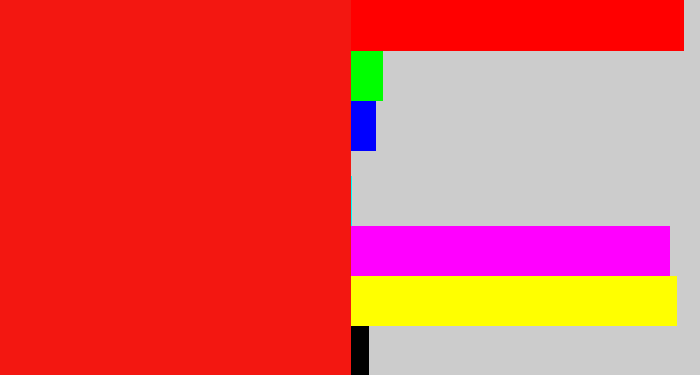 Hex color #f31711 - bright red