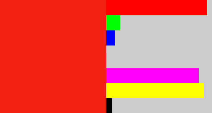 Hex color #f32014 - vermillion