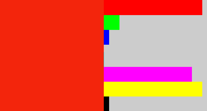 Hex color #f3250c - vermillion