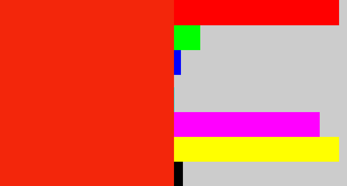 Hex color #f3260b - vermillion