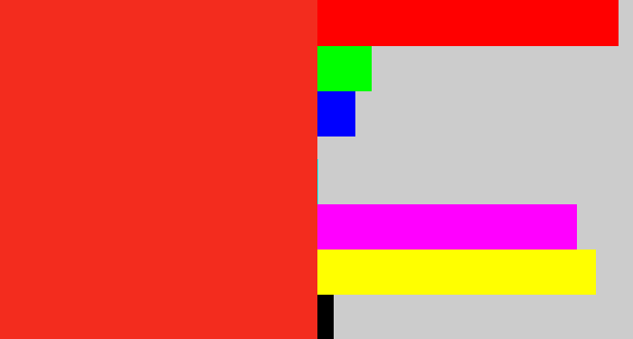 Hex color #f32c1e - vermillion