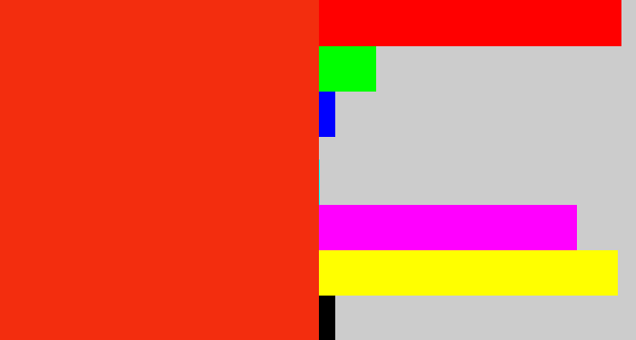 Hex color #f32d0e - vermillion