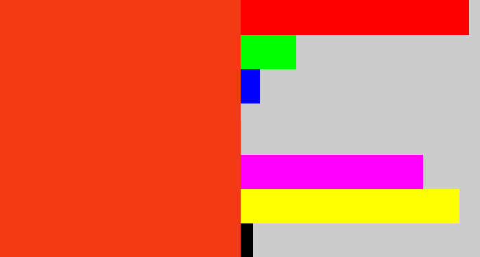 Hex color #f33a15 - vermillion