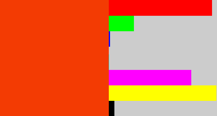Hex color #f33b03 - orangish red