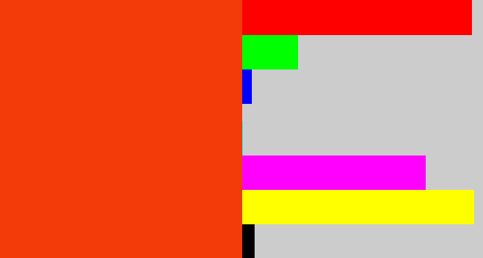 Hex color #f33b09 - orangish red