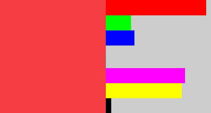 Hex color #f33c44 - lightish red