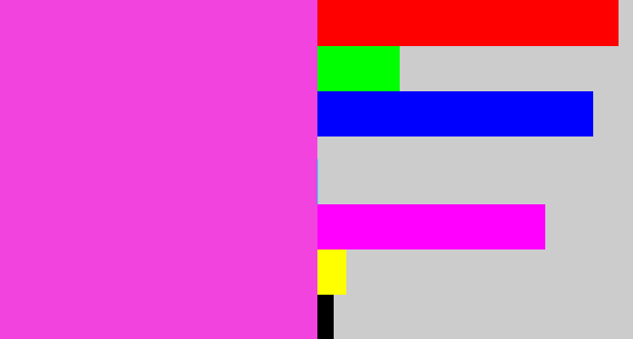 Hex color #f343de - purple pink
