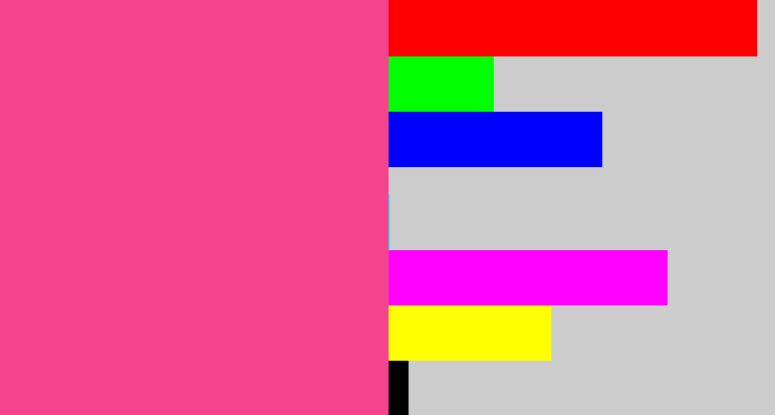 Hex color #f3448d - warm pink