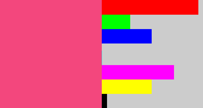 Hex color #f3477d - warm pink