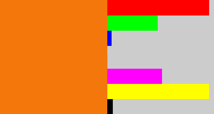 Hex color #f3770b - orange