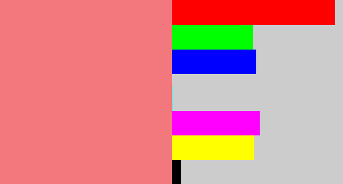 Hex color #f3787e - salmon pink