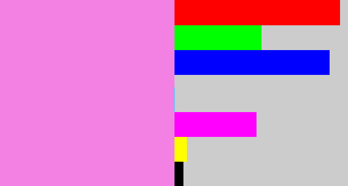 Hex color #f380e3 - purply pink