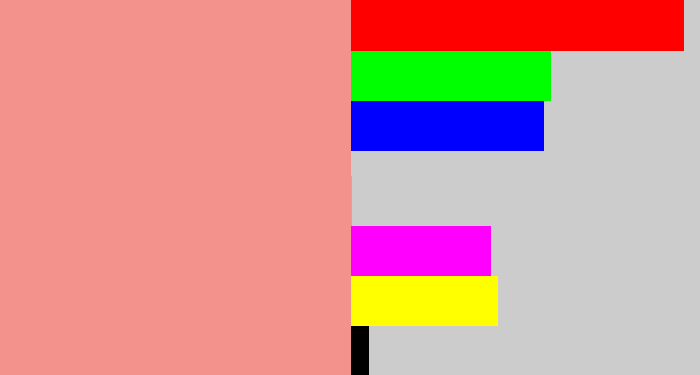 Hex color #f3918c - blush