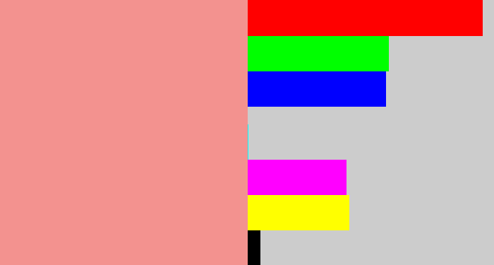 Hex color #f3928f - blush