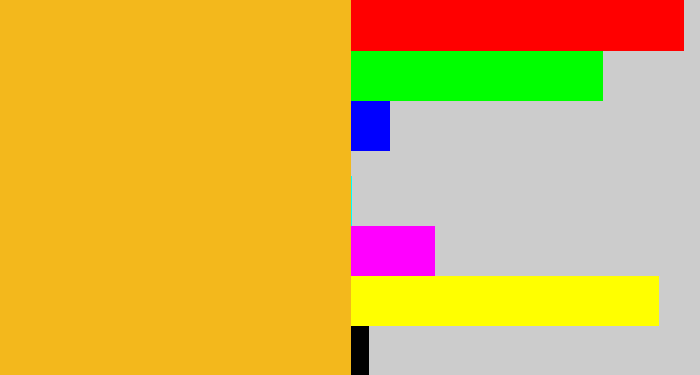 Hex color #f3b81c - orangey yellow