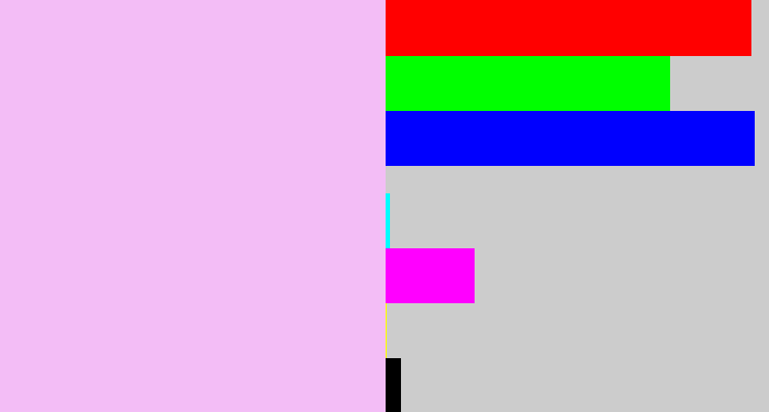 Hex color #f3bdf6 - light lavendar
