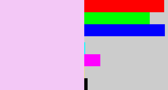 Hex color #f3c8f6 - very light purple