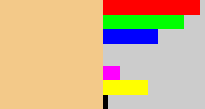 Hex color #f3c989 - sandy