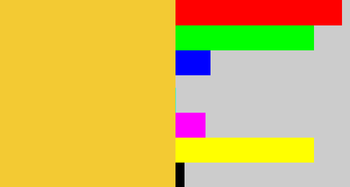 Hex color #f3ca33 - macaroni and cheese