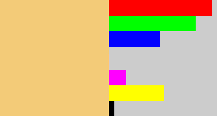 Hex color #f3cb78 - sandy