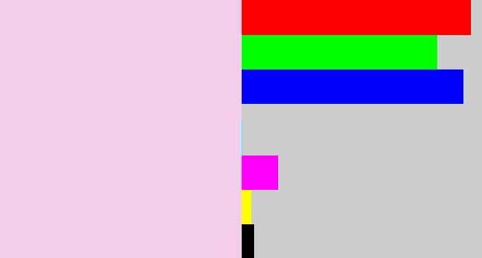 Hex color #f3ceea - light pink