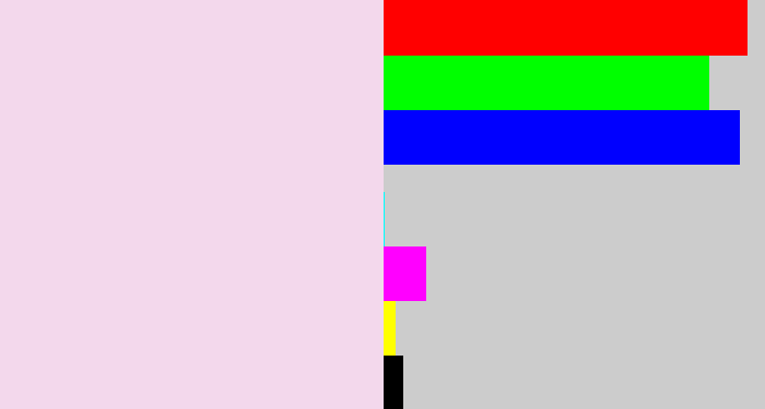 Hex color #f3d8ec - light pink