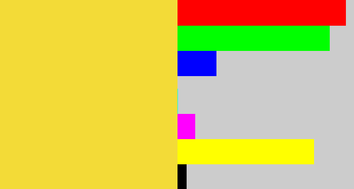Hex color #f3db37 - sun yellow
