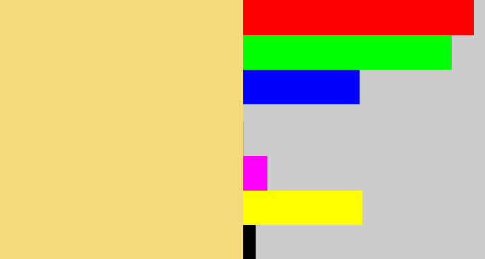 Hex color #f3db7b - sandy
