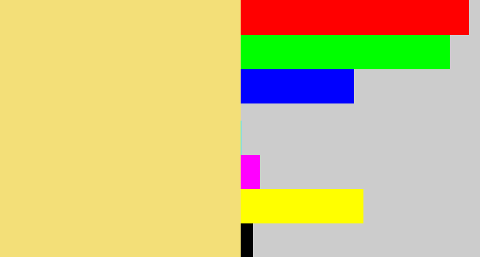 Hex color #f3df78 - sandy