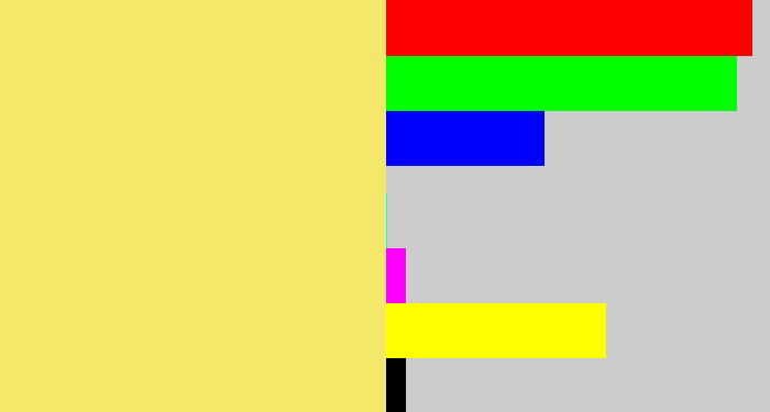 Hex color #f3e869 - yellowish