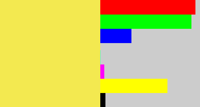 Hex color #f3e950 - dull yellow