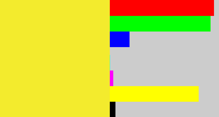 Hex color #f3eb2d - off yellow
