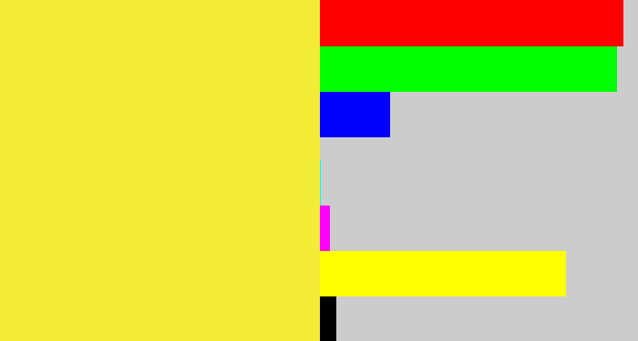 Hex color #f3ec37 - off yellow